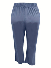 Women's Plus Solid Straight Leg Pants With Belt