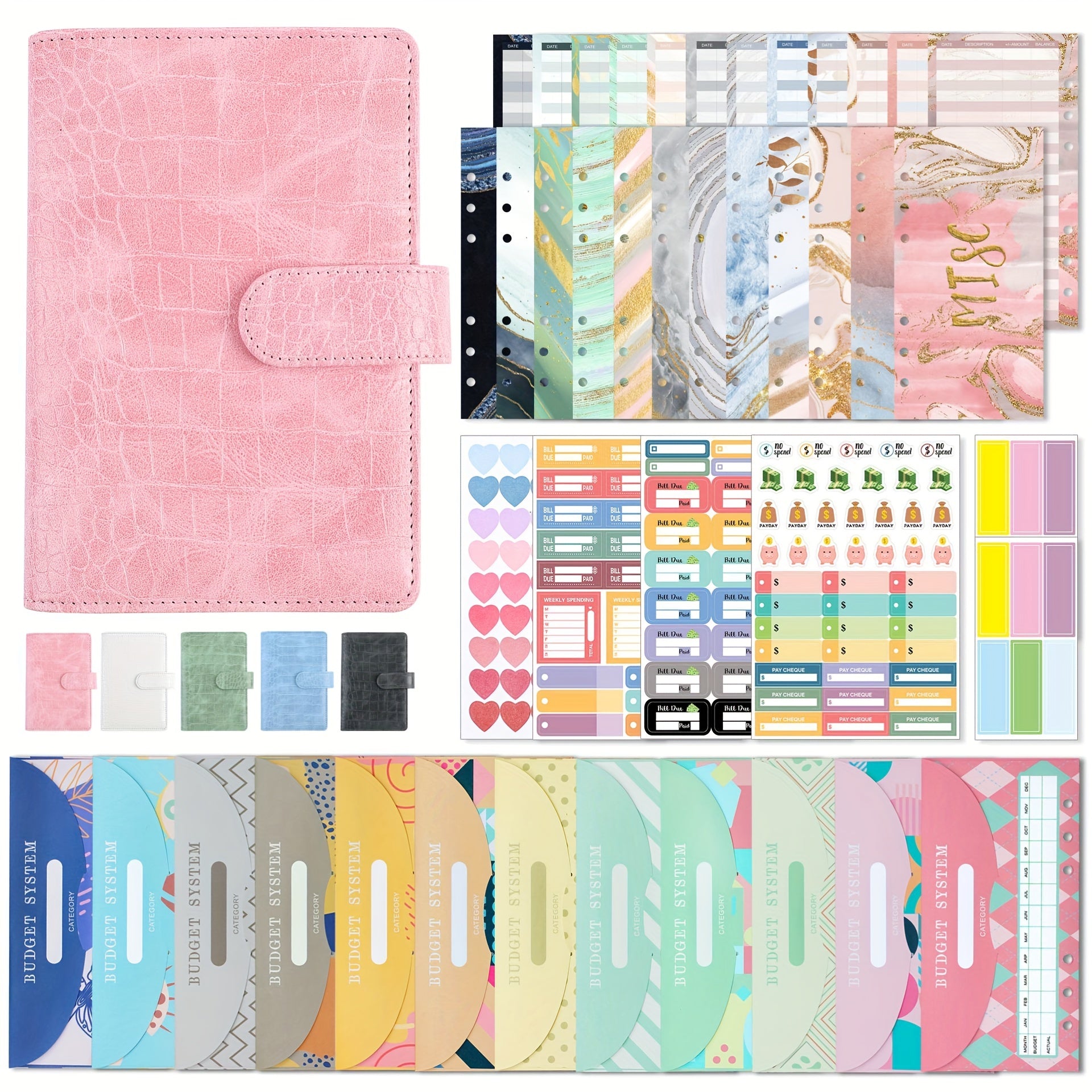 Budget Binder with Zipper Envelopes PU Leather Organizer