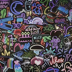 100pcs Neon Graffiti Sticker Pack Vinyl Waterproof Fun Stickers