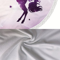 Unicorn Pattern Beach Mat with Tassels Edge Sun Protection Shawl