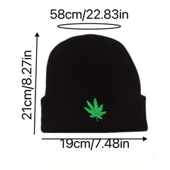 Leaf Embroidery Knitted Hat Hip Hop Sports Cap For Men Women Teens