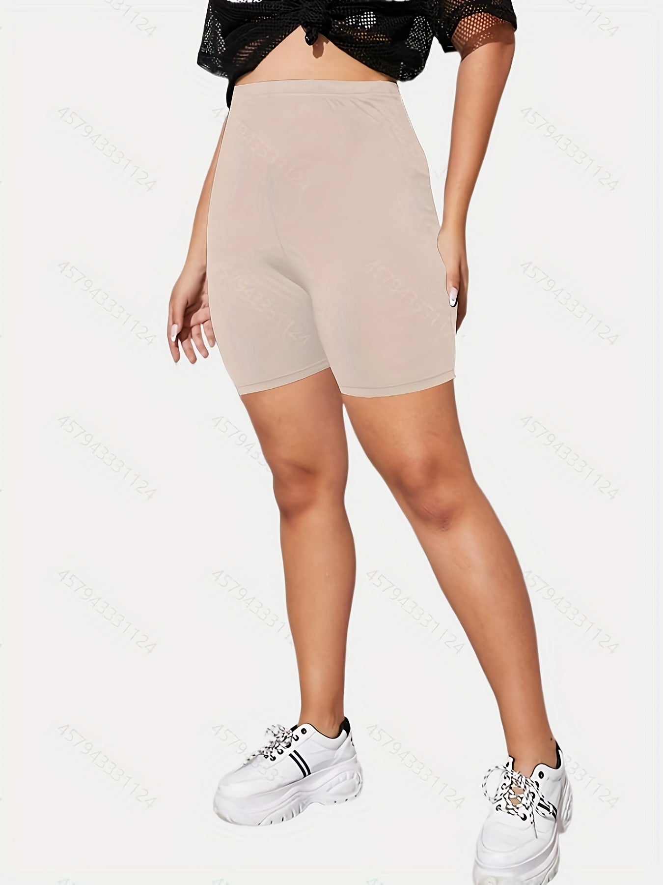  Solid Stretch Skinny Fit Biker Shorts