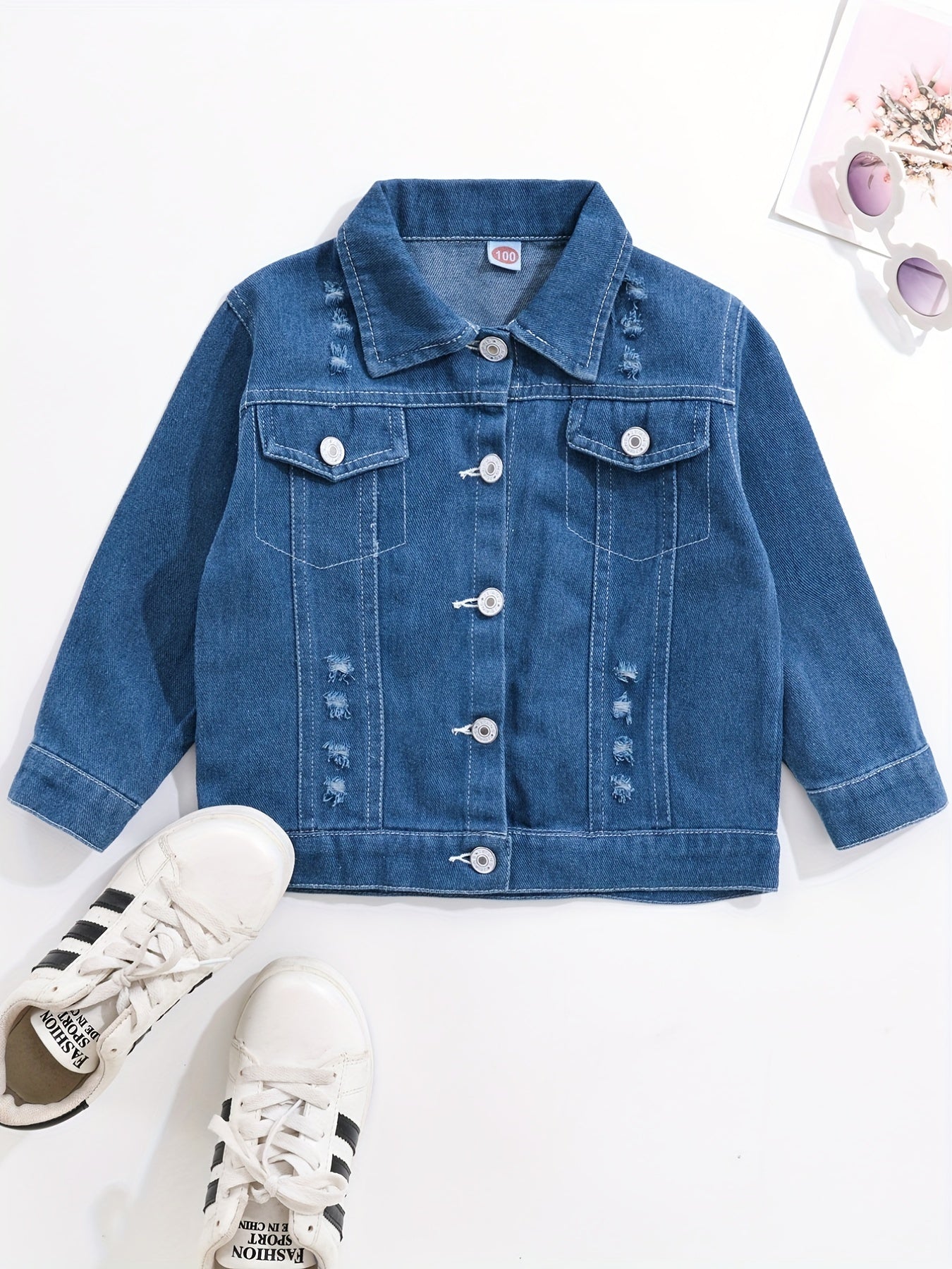 Boys Casual Shoes Print Denim Jacket Button Down Coat
