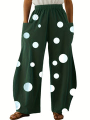  Polka Dot High Waist Wide Leg Pants