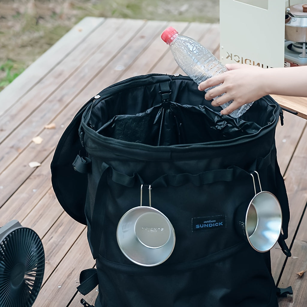 Portable Collapsible Rubbish Bin Zipper Lid Outdoor Camping Picnic