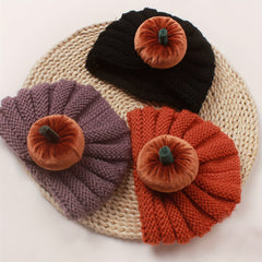 Kids' Pumpkin Head Knit Beanie Hat for Winter