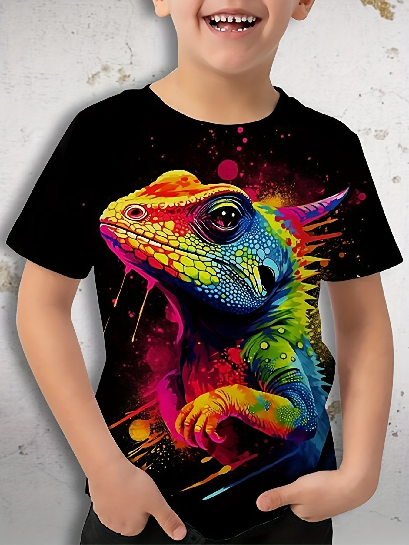 Boy's 3D Lizard Graphic T shirt Breathable Novel Tee Kid's Clothing
