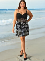 Vacay Tankini Set Women's Plus Contrast Tropical Print