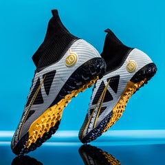Boy's High Top Turf Football Boots Anti-Skid Lace Up Soccer Cleats