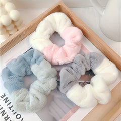 3pcs Plush Block Scrunchie Fluffy Hair Tie Minimalist Hair Accessory