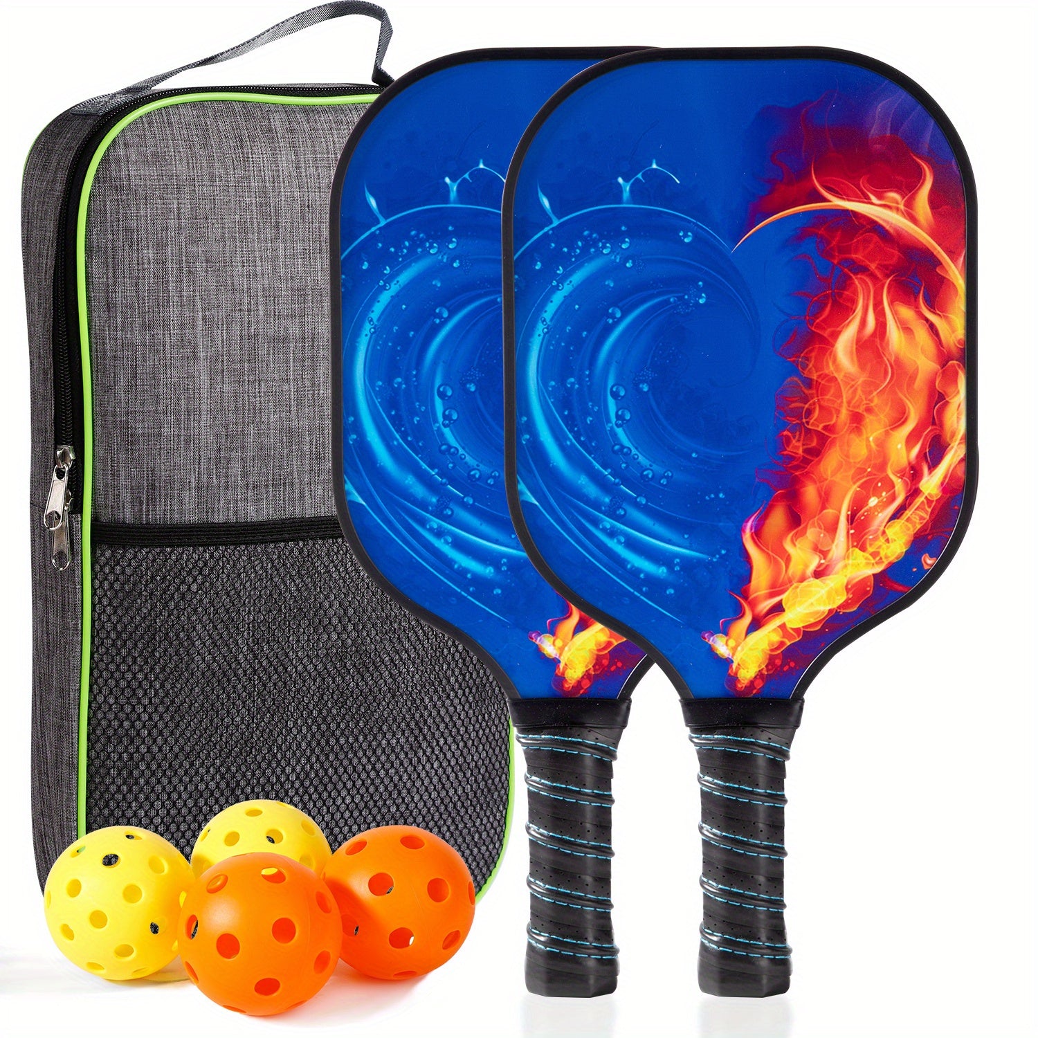 Carbon Fiber Pickleball Rackets Bundle w/ Balls & Backpack