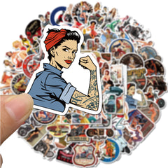 100pcs Mixed Reusable Cartoon Sticker for Motorcycle Retro Lad