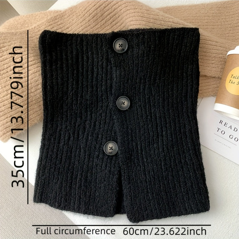 Button Knitted Scarf - Short Neck Protection Warm Windproof Elastic Neck Sca