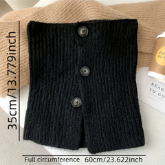 Button Knitted Scarf - Short Neck Protection Warm Windproof Elastic Neck Sca
