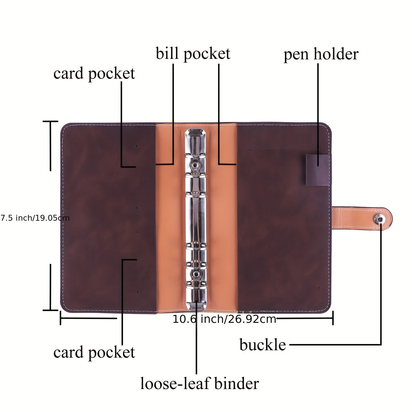A6 Refillable Leather Budget Binder Mini Notebook Cover