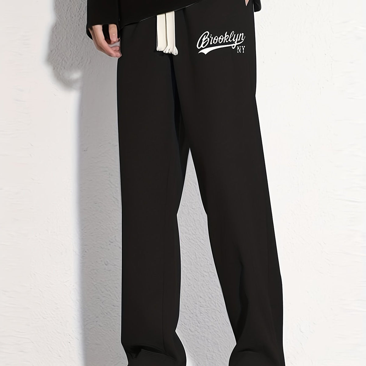 Brooklyn NY Cotton Sweatpants Men s Casual Solid Loose Fit Slightly Stretch