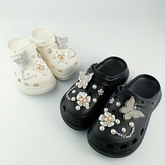 20pcs Shoe Charms Set Diamond Butterfly Flower Pearl Decor