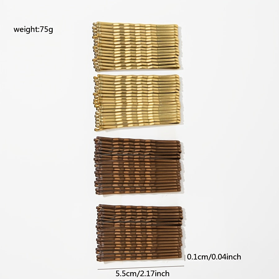 72pcs Waved U Shape Hairpins Golden Brown Bobby Pins Hair Grips Salon Holder
