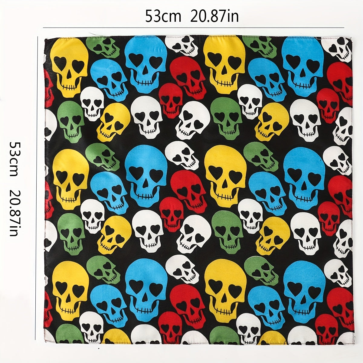 Men's Skull Print Square Scarf for Outdoor Party