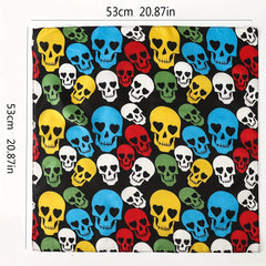 Colorful Skull Print Men's Square Scarf