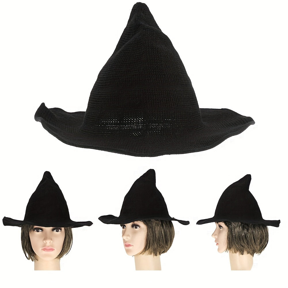 Gothic Witch Wool Knit Hat for Halloween Parties