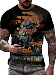 Men's Cartoon Witch T Shirt 3D Print Casual Tee For Halloween