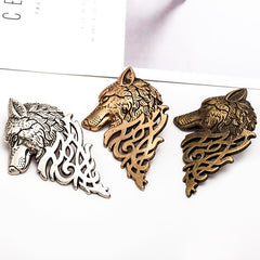 Vintage Men's Suit Collar Pin Wolf Head Brooch