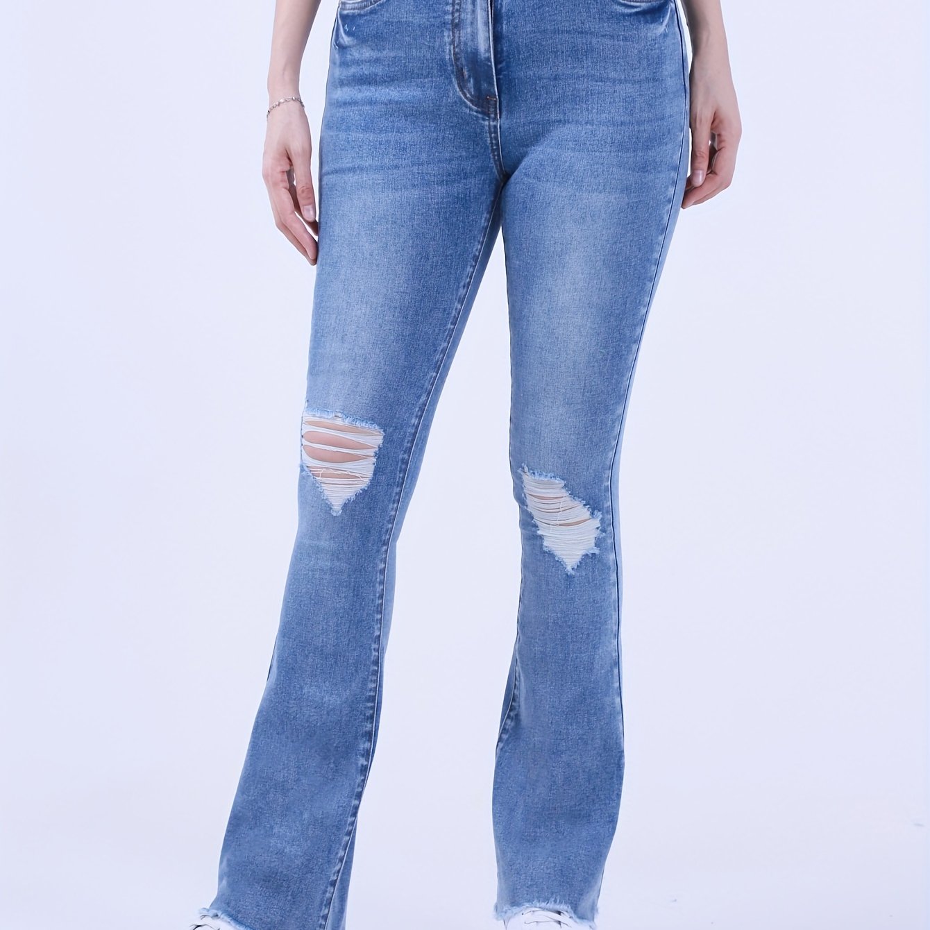  High Rise Bootcut Jeans with Raw Trim