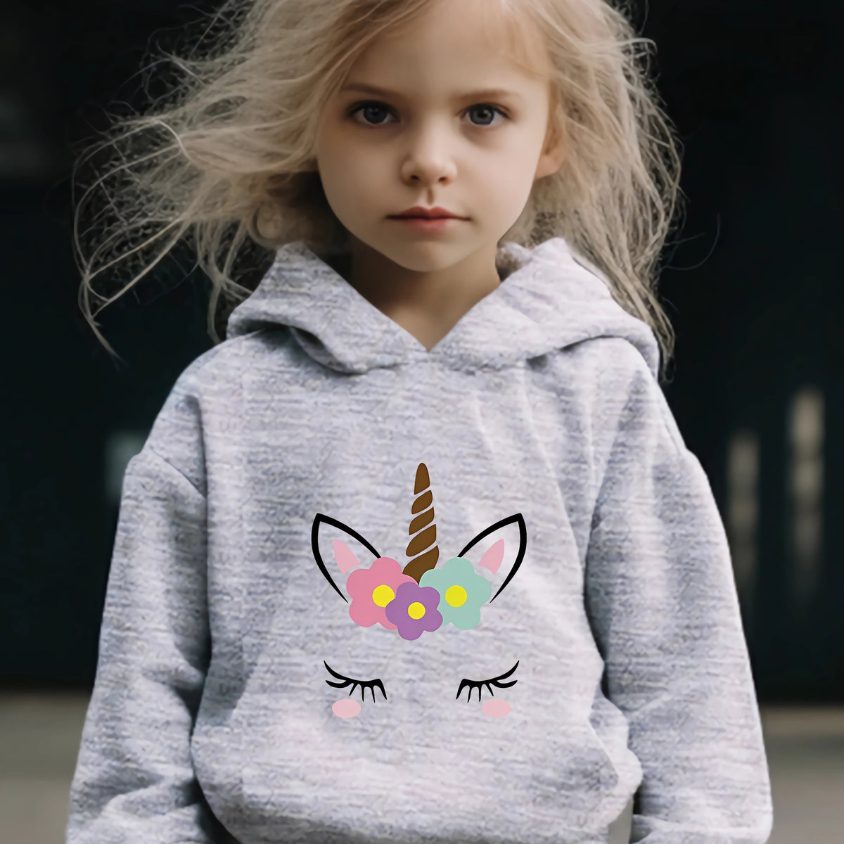 Kid's Unicorn Print Outfit Hoodie & Pants Set