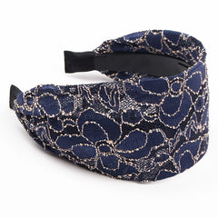 Wide Lace Hairband Embroidery Flower Retro Headband Elastic Hairbands