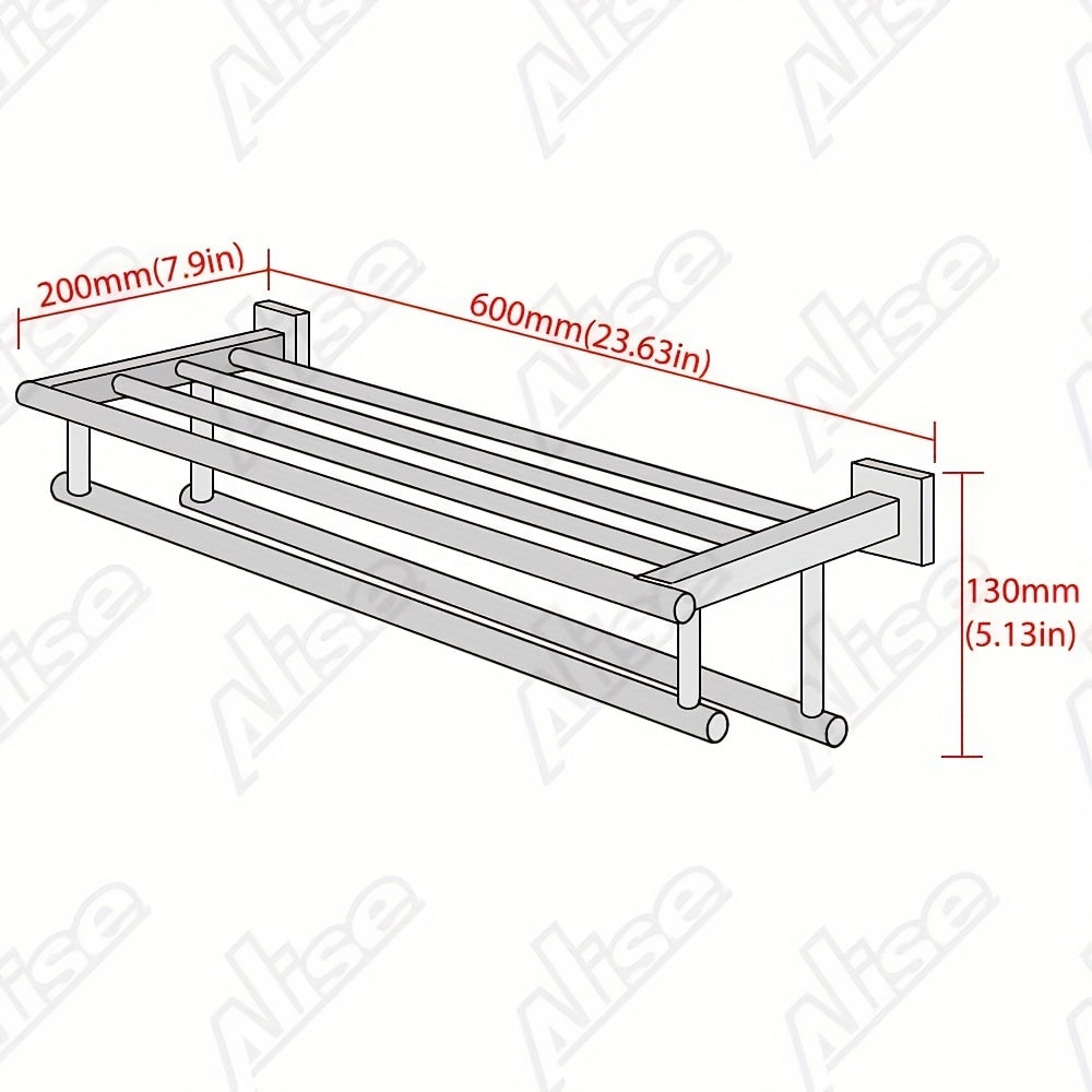 Stainless Steel Towel Shelf with Two Towel Bars for Bathroom Storage