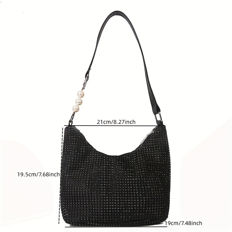 Rhinestone Crossbody Bag All Over Rhinestone Shoulder Bag Stylish Underarm Purse