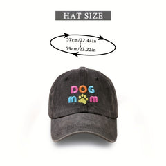 DOG MOM Embroidered Baseball Cap Washed Distressed Casual Dad Hats Lightweight