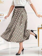  Argyle Print High Rise Maxi Skirt
