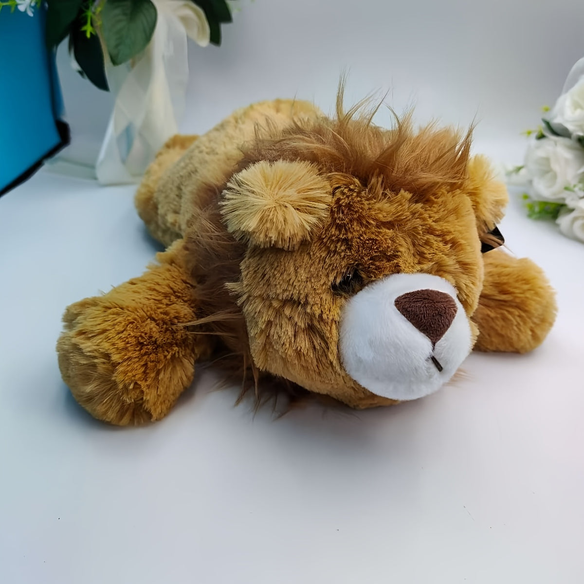 Lion Plush Toy Textured Mane Mixed Colors Soft Polyester Stuffed Animal