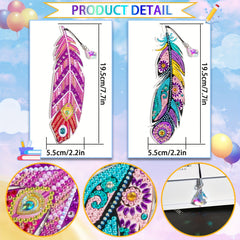 DIY Diamond Dot Art Feather Bookmark 2pcs Set