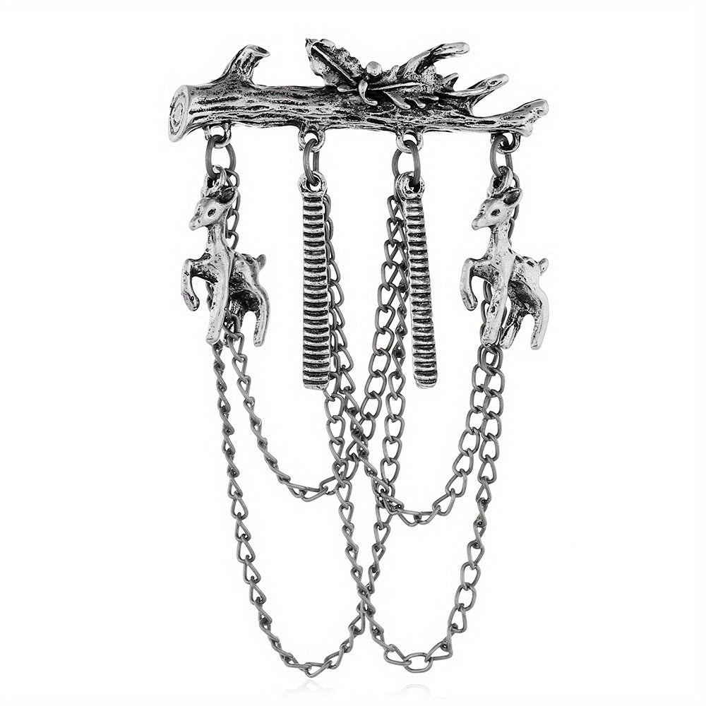 Vintage Branch Horse Comb Deer Pendant Brooch Pin