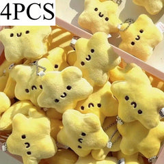 4pcs Squeaky Star Plush Charms Keychains Soft Stuffed Animal