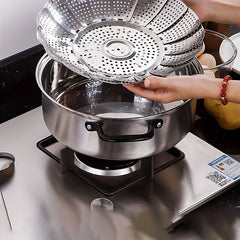 1pc Steamer Basket Stainless Steel Folding Insert for Veggie Fish Seafood