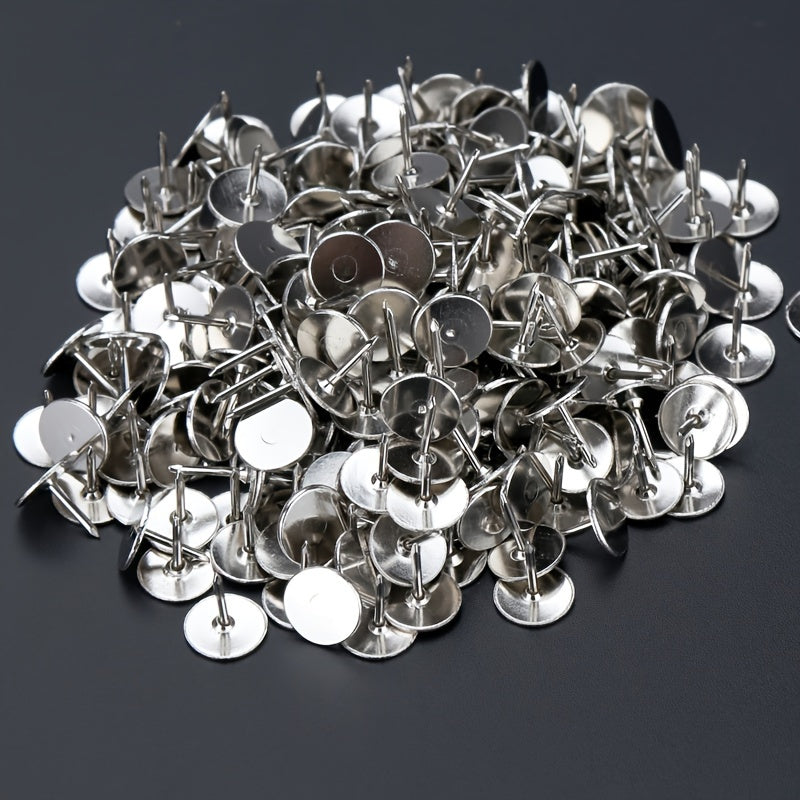 100pcs Nickel Plated Flat Head Push Pins Silver Office Push Pins