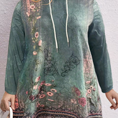  Boho Dress Women's Floral Print Hooded Sweater Dress