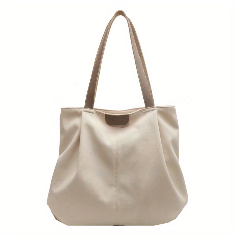 Large Canvas Tote Bag with Zipper, Versatile Shoulder Bag