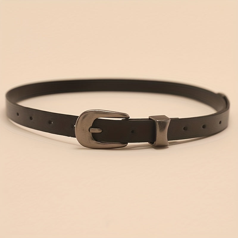 Vintage Oval Buckle PU Belt Hip Hop Women Men