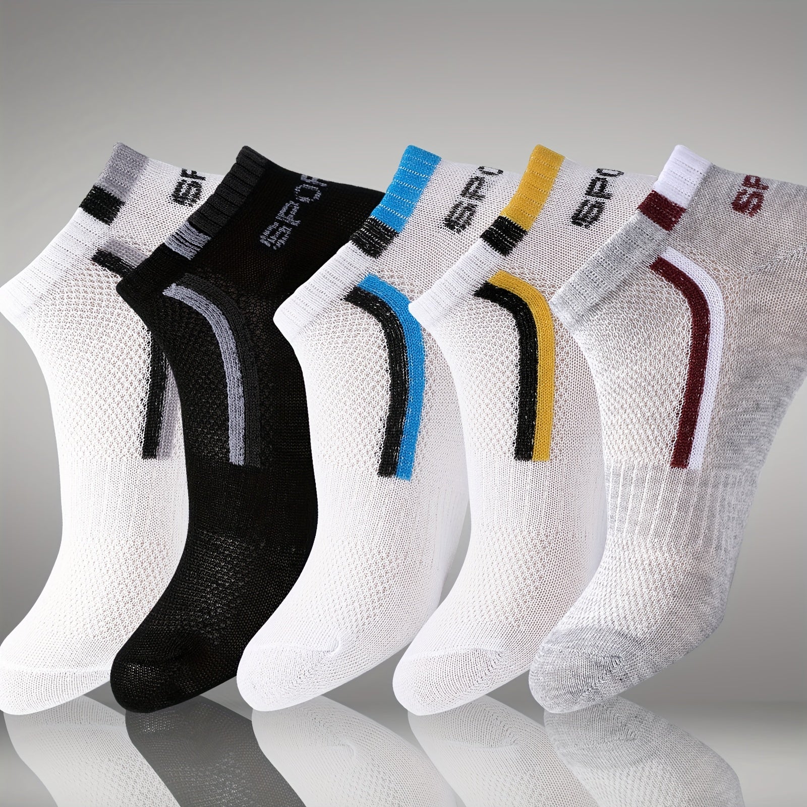 5 Pairs Men's Thin Boat Socks for Outdoor Running & Cycling