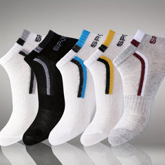 5 Pairs Men's Thin Boat Socks for Outdoor Running & Cycling
