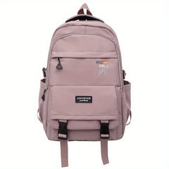 Letter Print Front Zip Backpack Purse Large Capacity Pockets Schoolbag