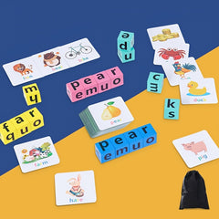 Wooden Spelling Game Building Blocks with Cards for Kids Learning Toy