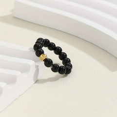 Natural Bead Ring 18k Plated Waterish Stacking Jewelry