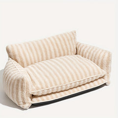 Striped Lambswool Double Layer Dog Sofa Bed
