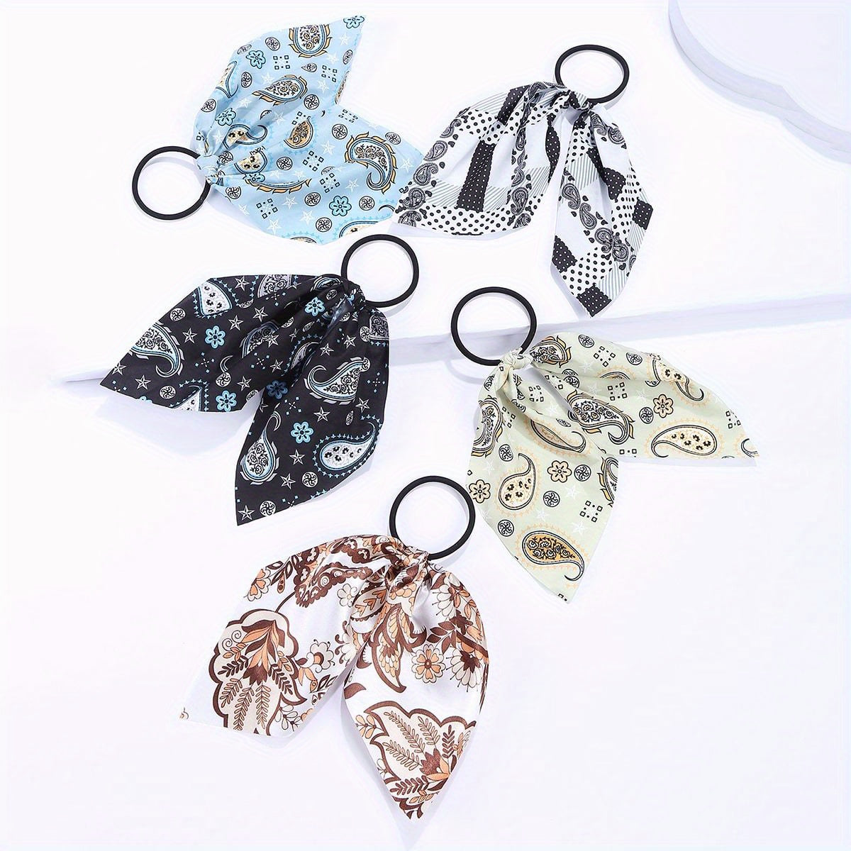 5pcs Boho Style Hair Tie Bow Streamer Hair Accessories
